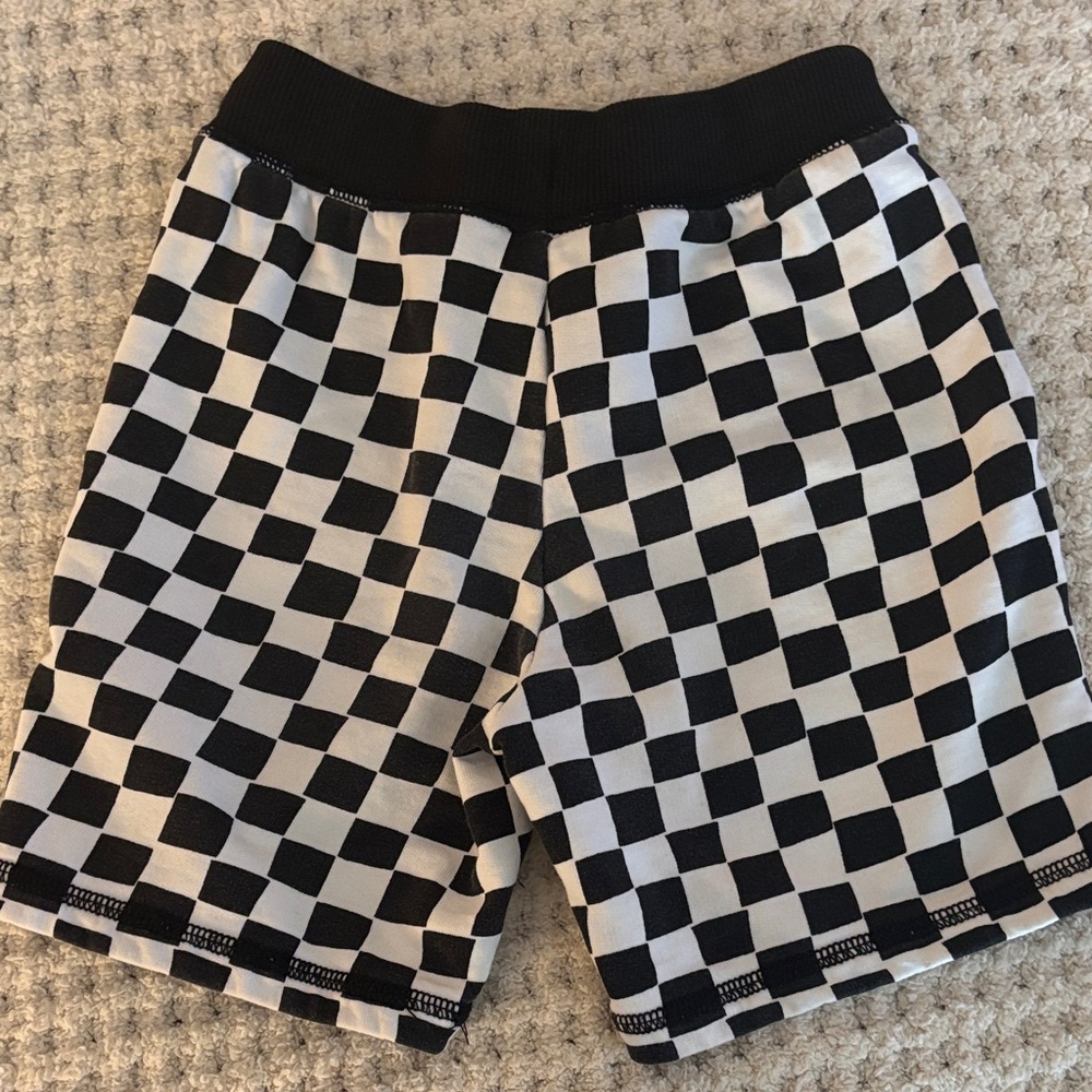 Hanna Andersson Black and White Checkered Kids Athletic Shorts - Picture 3 of 4